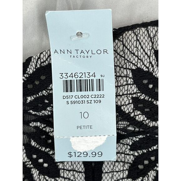 Ann Taylor Black Lace Cocktail Dress Size 10 Petite Floral Short Sleeve NWT‎ - Picture 7 of 8
